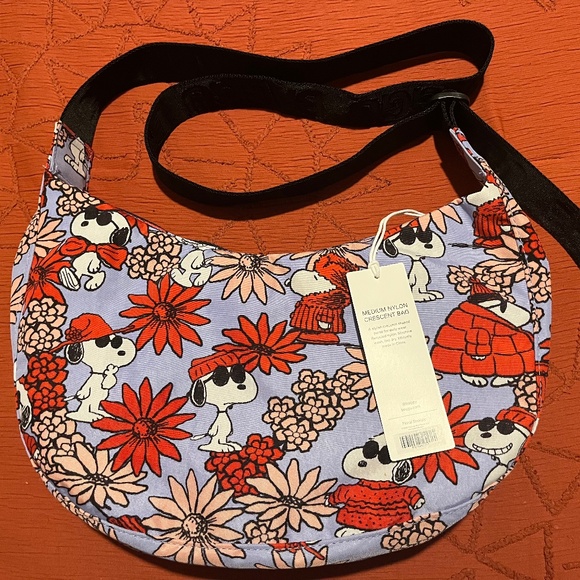 Floral Snoopy Medium Nylon Crescent Bag - Picture 2 of 6